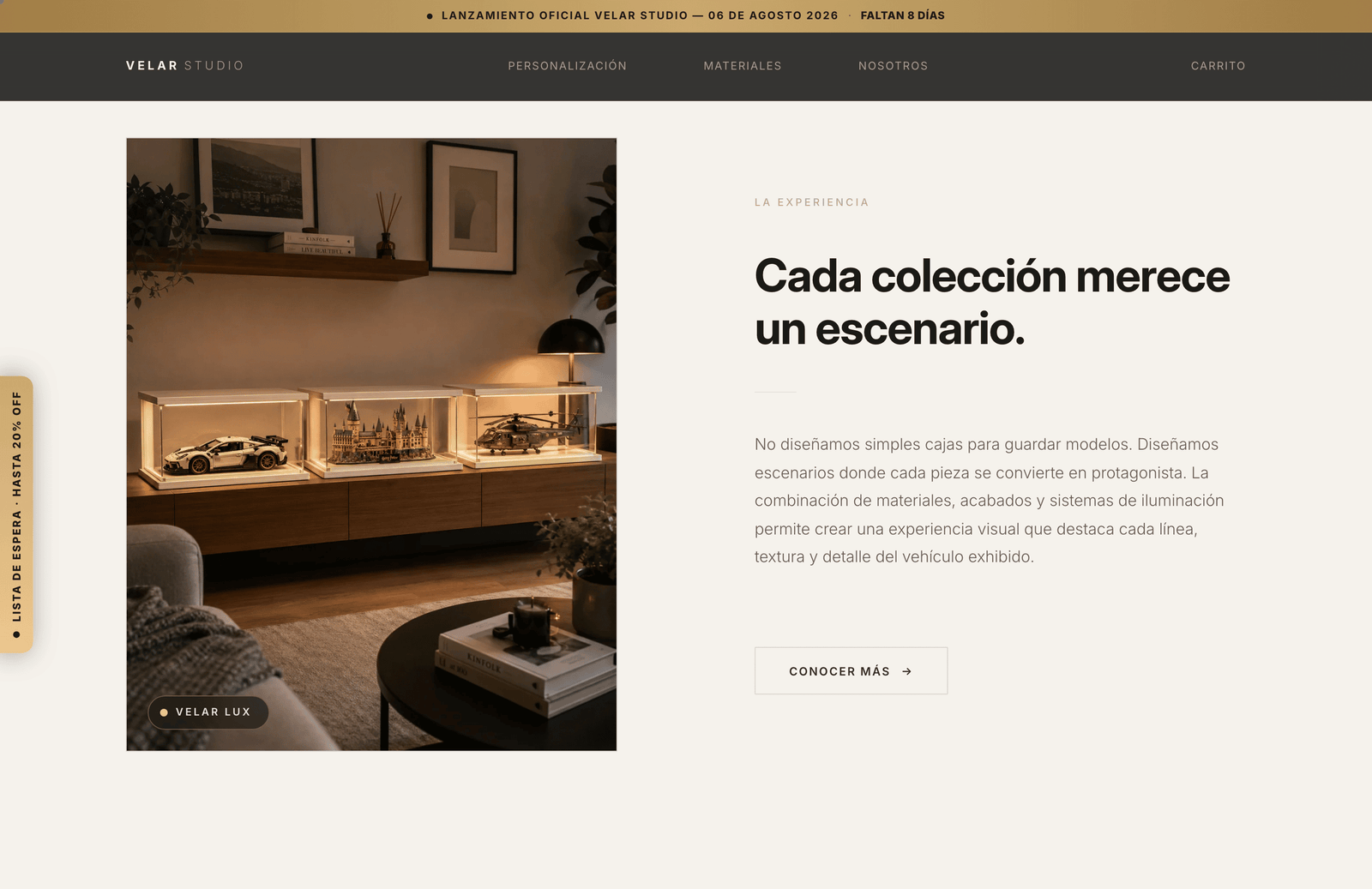 Exhibidor de Velar Creativo con modelo a escala
