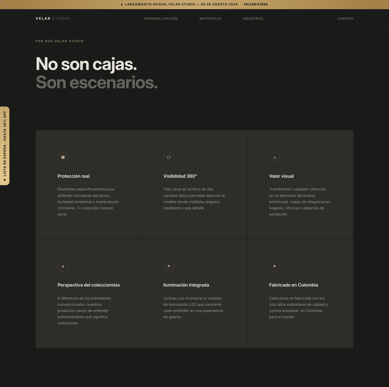 Detalle de identidad visual de Velar Creativo